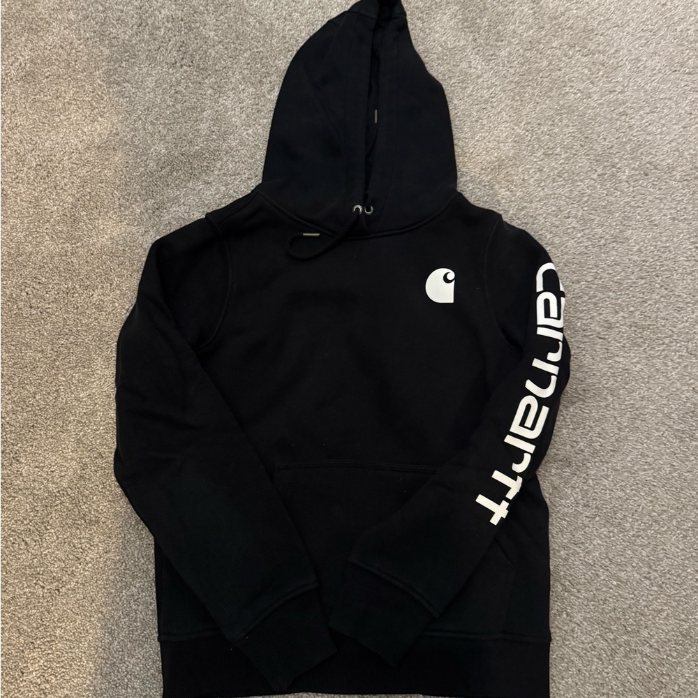 Carhartt Black Hoodie with Sleeve Logo